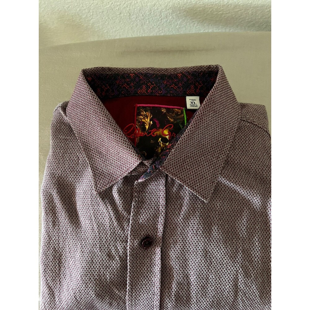 Robert Graham Mens Long Sleeved Burgundy Shirt Size XL